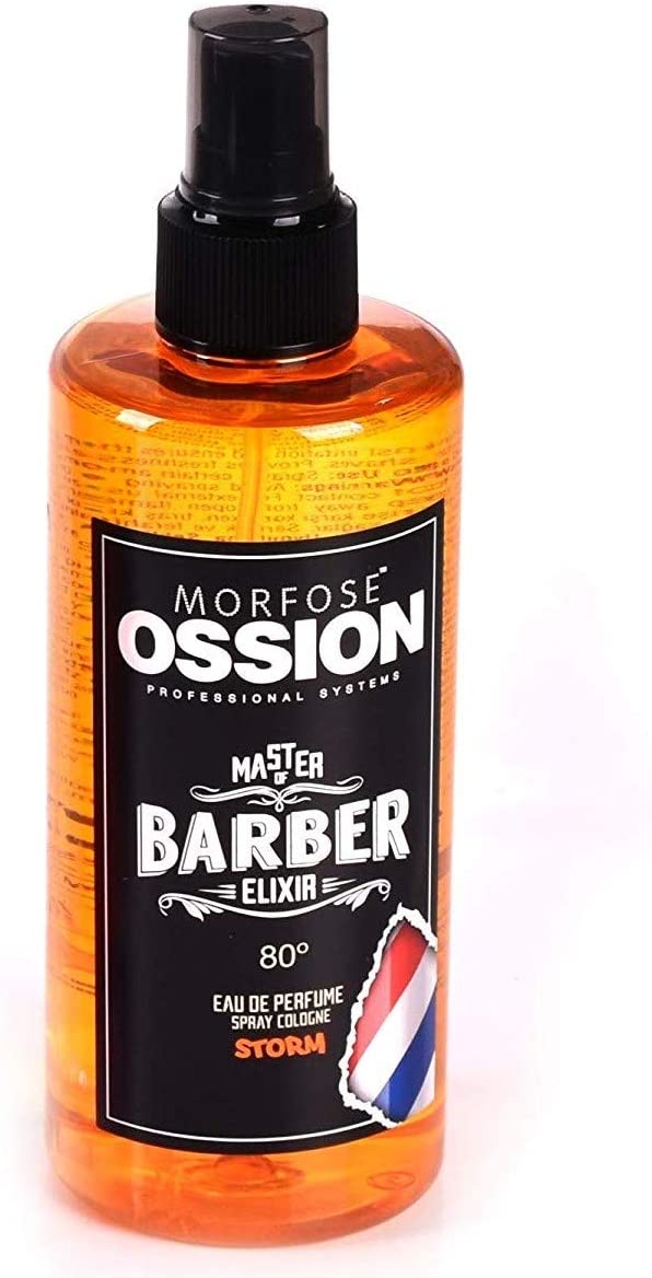 Morfose Ossion Eau de Cologne Colonia, 300 ml, grado de alcohol, 80°, desinfectante, Master of Barber Elixir (STORM, WAVE, IMPACT) después de Shave Spray de larga duración para hombre (Storm)